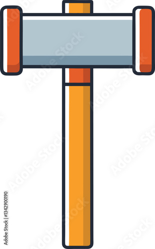 Gavel vector illustration design, A simple vector illustration of a gavel, with a wooden handle and a gray head, commonly used in legal and auction settings.

