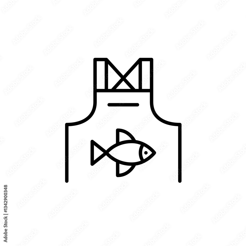 Fototapeta premium Fish on apron. Seafood store or restaurant. Pixel perfect, editable stroke vector icon