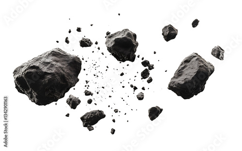 Asteroid Field Illustration on Transparent Background – Stunning Space-Themed PNG photo