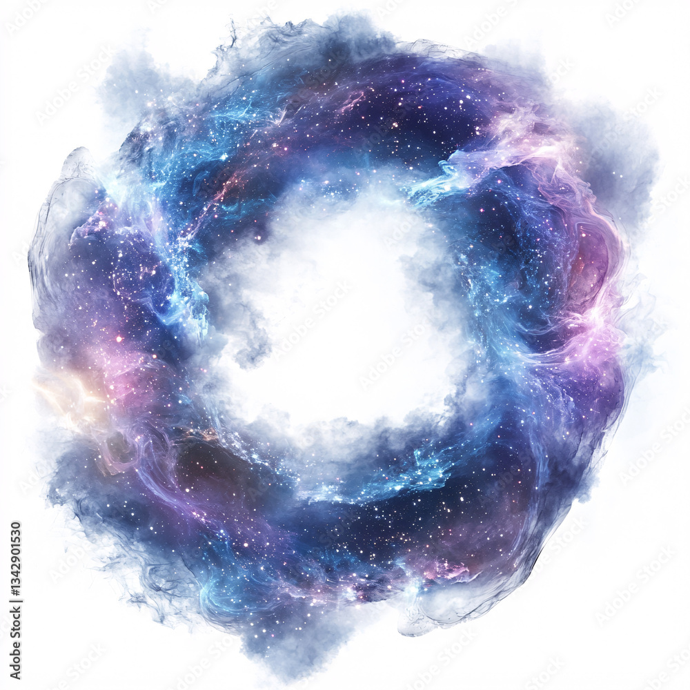 Fototapeta premium Abstract Space Galaxy Nebula Background Purple Blue Cosmic Ring