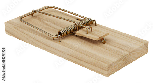 Classic Wooden Mousetrap – High-Quality Pest Control Image isolated transparent background