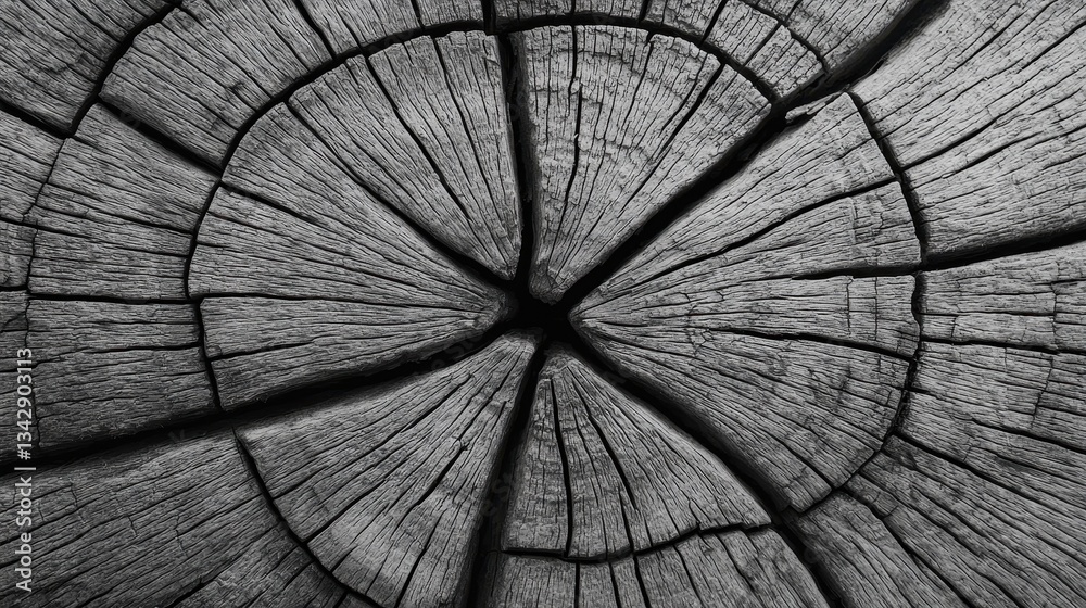 Fototapeta premium Detailed Close-Up of a Cut Tree Stump with Textured Grain Patterns