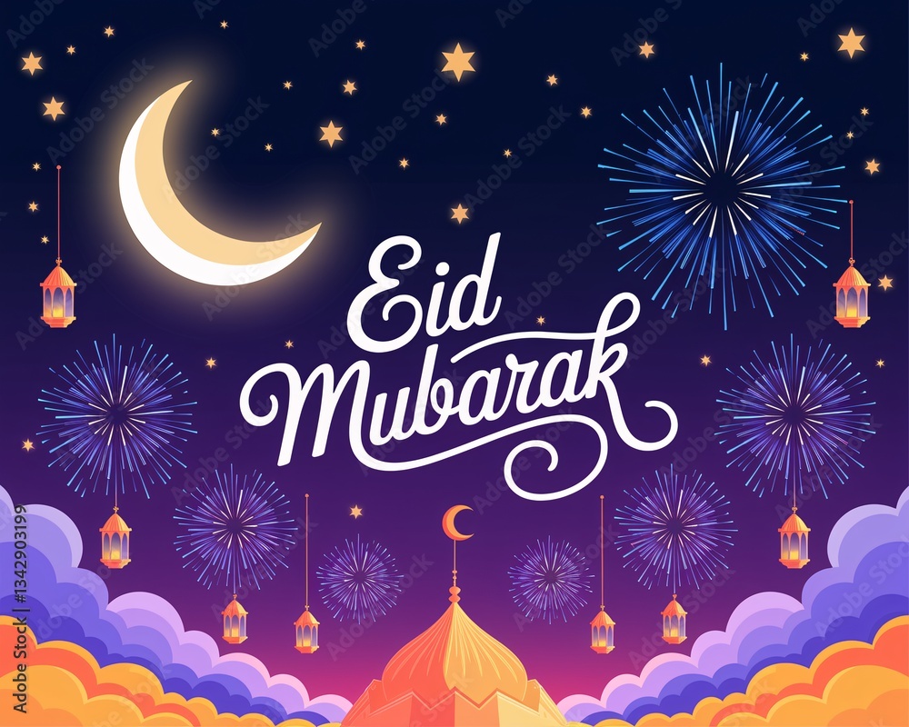 Eid Mubarak and firecracker Eid Mubarak and firecracker