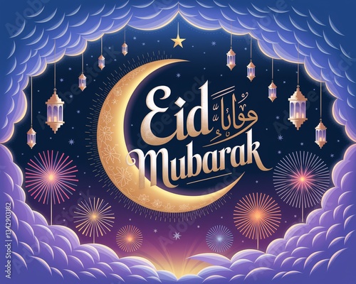 Eid Mubarak and lantern 