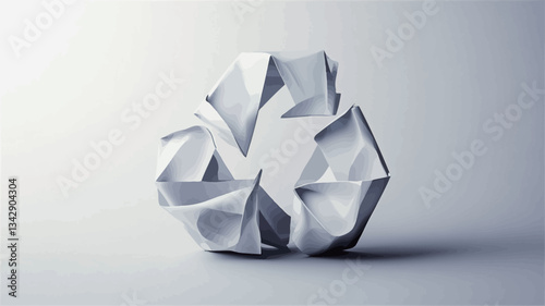 The image shows a digitally rendered, three-dimensional abstract sculpture. The sculpture is predominantly white, with variations in tone and shading suggesting depth and texture.  The form is