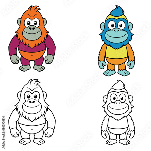 Gorillas Coloring Bundle: Powerful & Playful Jungle Illustrations