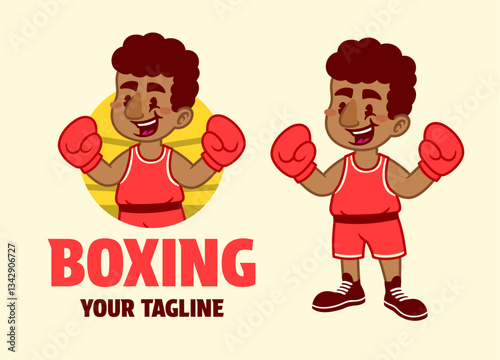 Boxing Logo Mascot Illustrastion in Retro Style