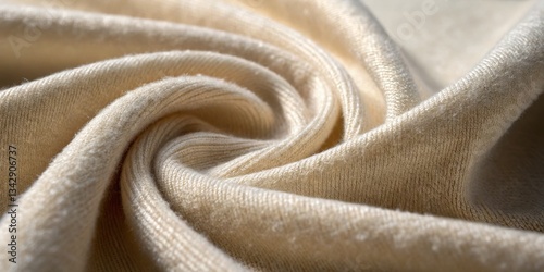 Obraz na płótnie Close-up view of a soft, cream-colored fabric with fine texture and swirling pattern captured indoors in natural light w salonie