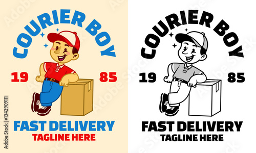 Retro Cartoon Character of Courier Mascot