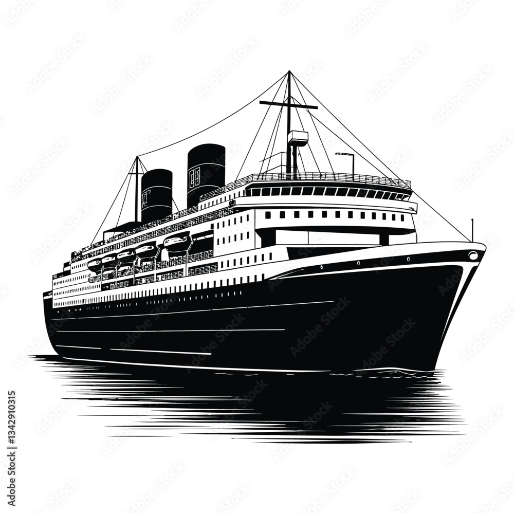 Fototapeta premium Cruising Silhouette, Vector, Icon, Logo, White Background.