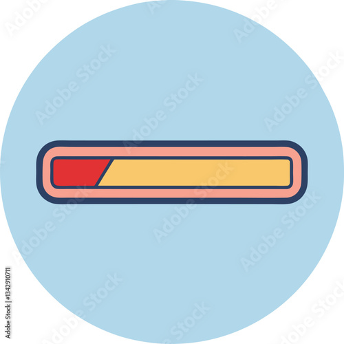 Progress Bar with Red and Yellow Vector Illustration, A vector illustration of a progress bar with red and yellow segments, showing partial progress in a clean, simple design.
