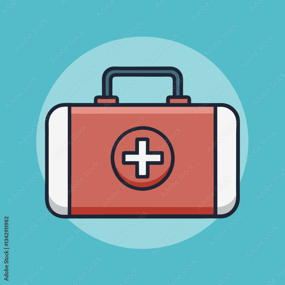 Red First Aid Kit Vector Illustration, A vector illustration of a red first aid kit with a white cross symbol, designed with a clean and modern look.
Red First Aid Kit Vector Illustration, A vector illustration of a red first aid kit with a white cross symbol, designed with a clean and modern look.