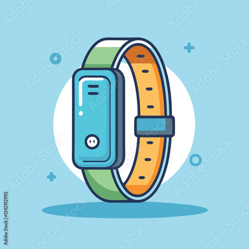 Colorful Fitness Tracker Vector Illustration, A vector illustration of a colorful fitness tracker smartwatch with a modern design and vibrant colors.
