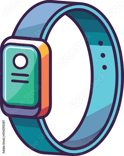 Fitness Tracker Smartwatch Vector Illustration, A colorful vector illustration of a fitness tracker smartwatch with a modern, sleek design.
