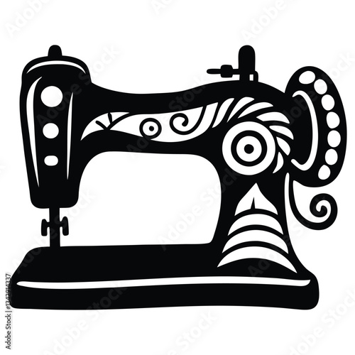 Sewing machine vector illustration, Sewing logo atelier, Vintage Tailor's logo, Handmade workshop studio logo, Craft hobby logo