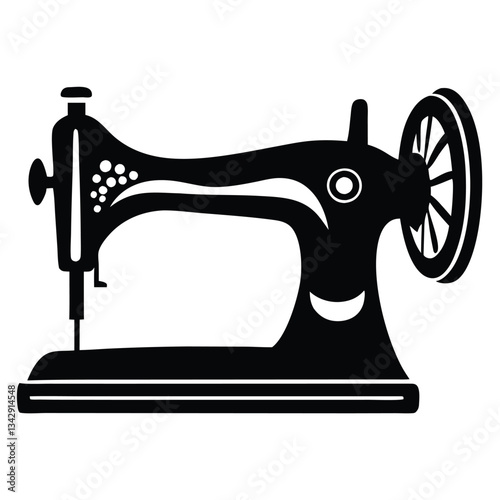 Sewing machine vector illustration, Sewing logo atelier, Vintage Tailor's logo, Handmade workshop studio logo, Craft hobby logo
