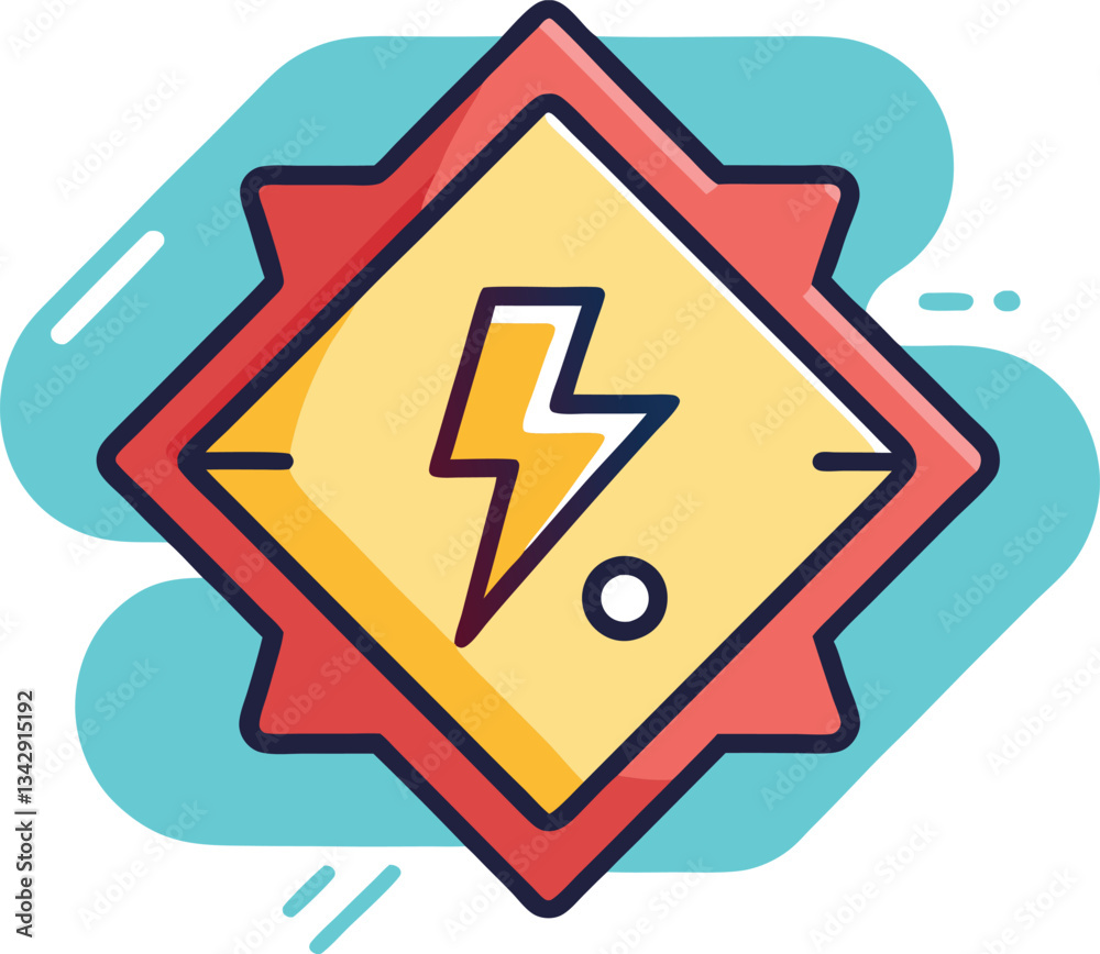 Electric Hazard Icon Vector Illustration, A vector illustration of an electric hazard icon with a lightning bolt symbol, framed by red and yellow colors, perfect for cautionary designs.
Electric Hazard Icon Vector Illustration, A vector illustration of an electric hazard icon with a lightning bolt symbol, framed by red and yellow colors, perfect for cautionary designs.