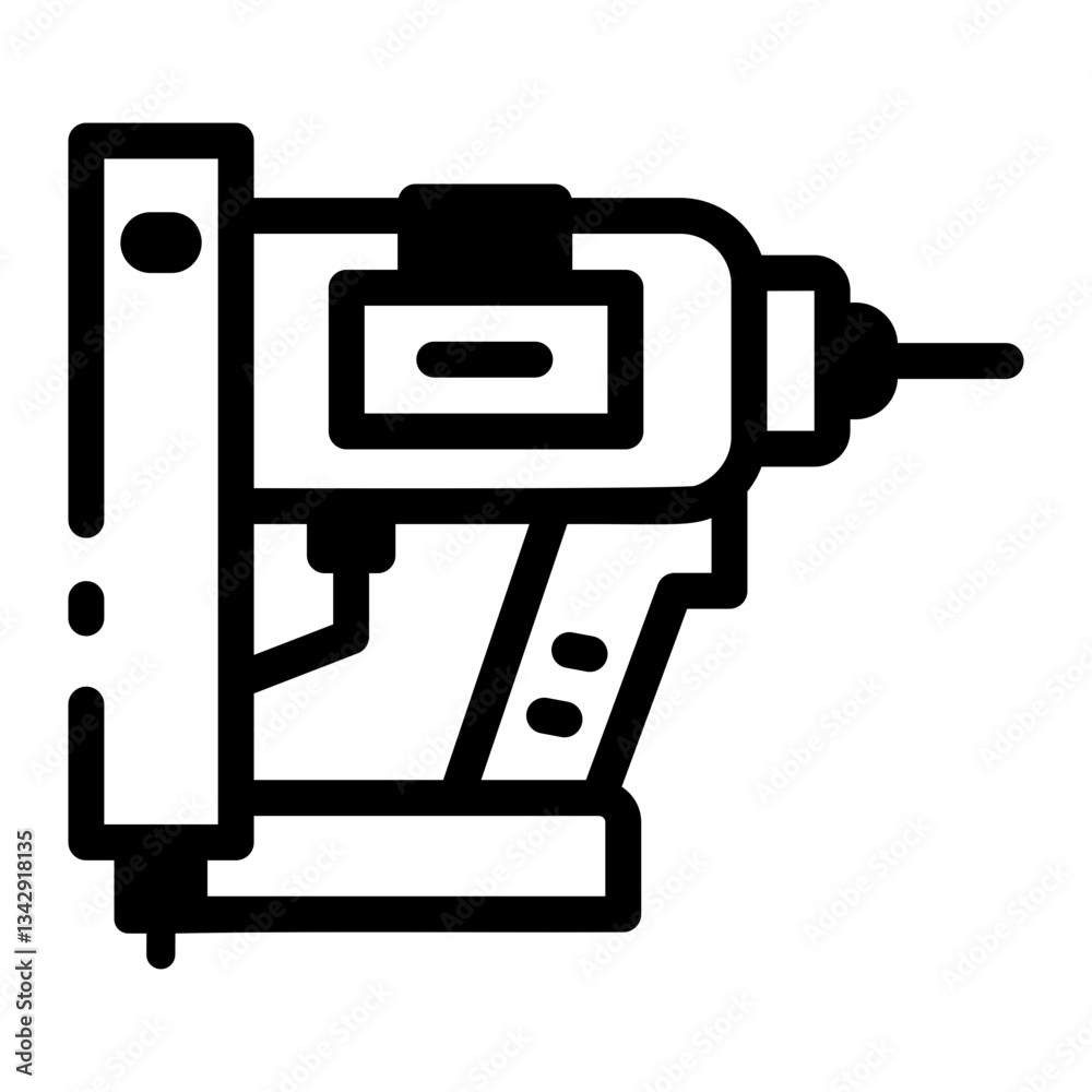 A glyph style icon of a nail gun tool
A glyph style icon of a nail gun tool