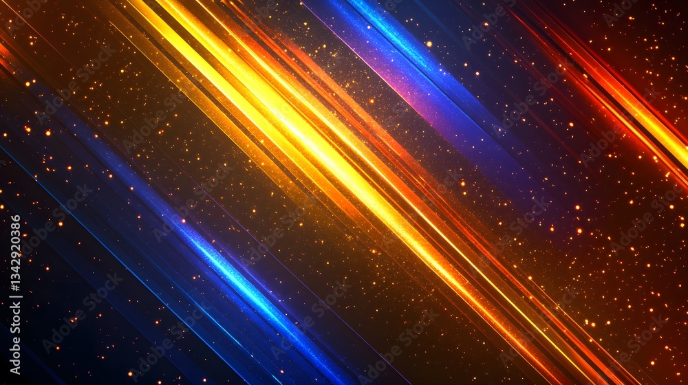 Obraz premium Bright glowing diagonal stripes with sparkling specks across the image