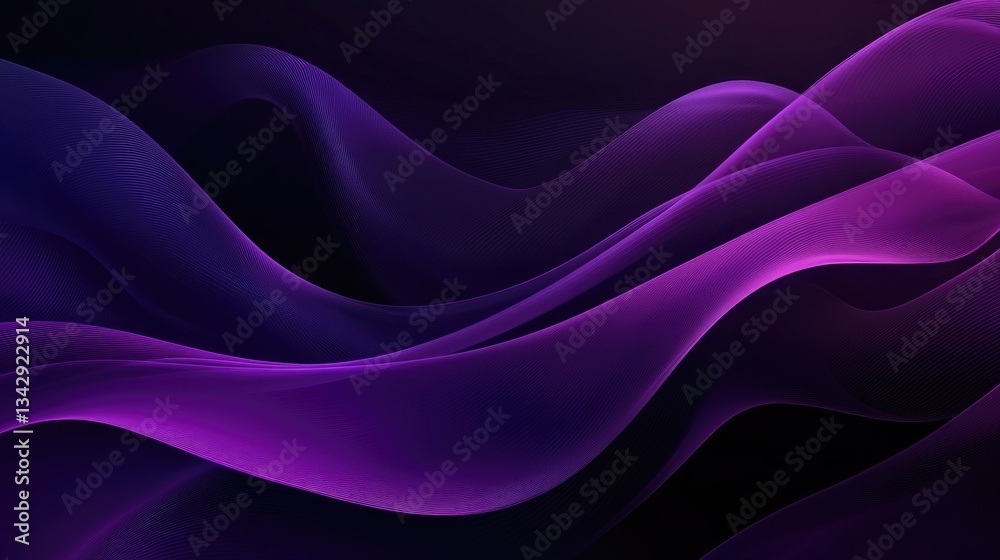 Fototapeta premium Abstract wavy gradient shapes with dark shades of purple and violet