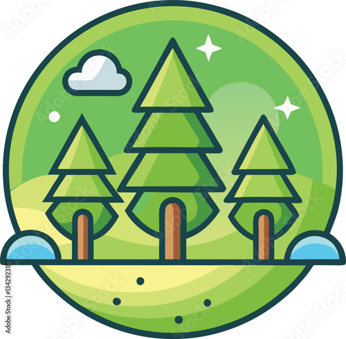 Forest Logo Vector Illustration, Pine Tree Logo Vector Illustration

