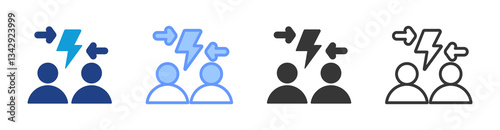 Conflict Interest icon set multiple style collection