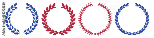 American wreath set. Flat vector illustration isolated on white