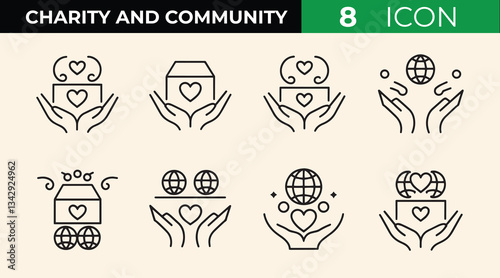Charity and Community Icons Donation, Giving, and Global Support