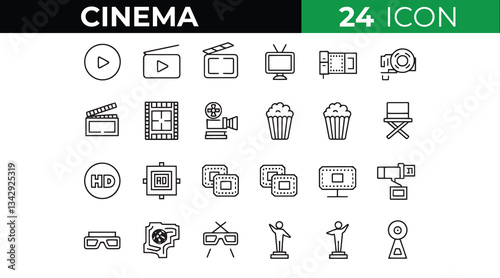 Set of cinema icons for movies, films and entertainment
