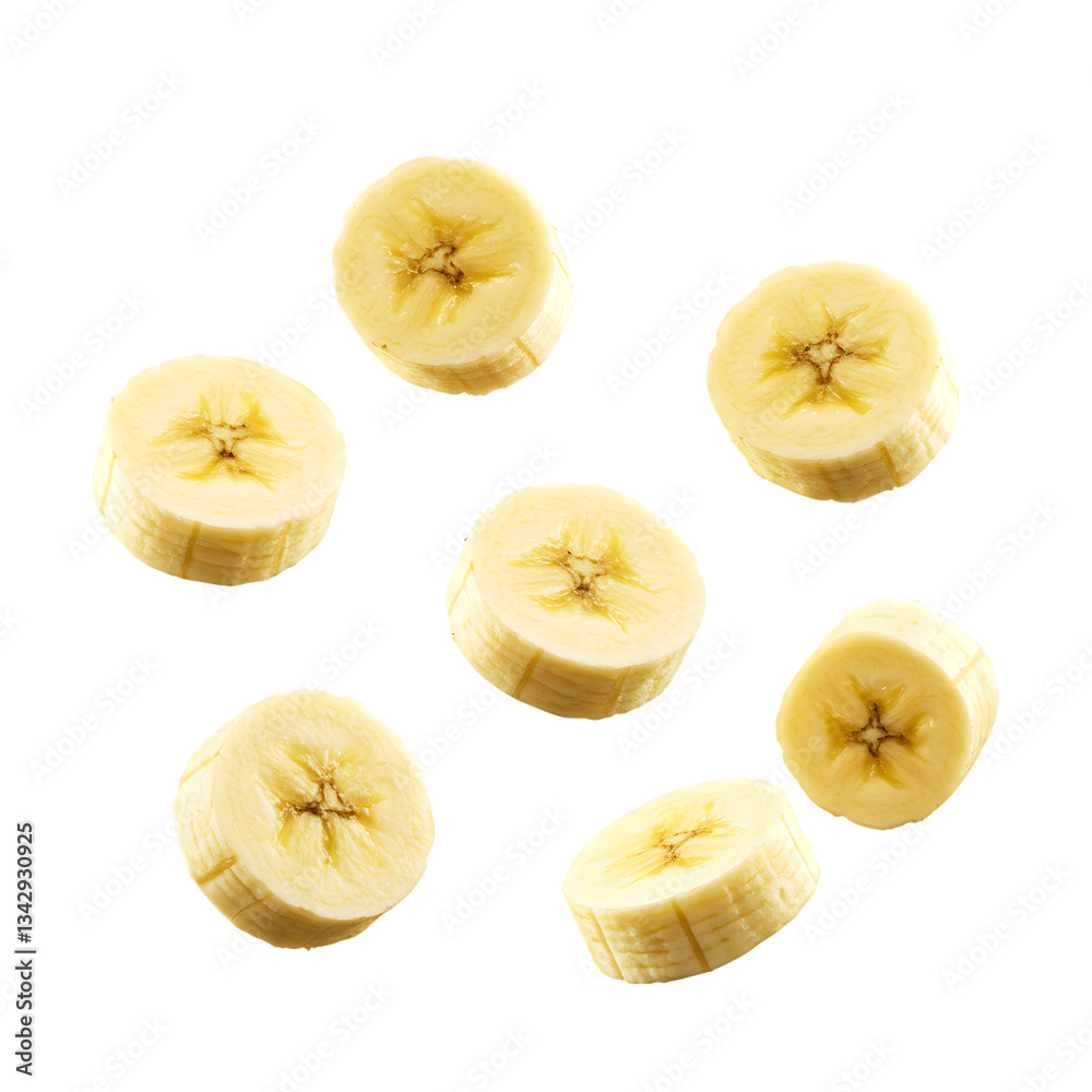 Sliced Banana Pieces on Transparent Background Sliced Banana Pieces on Transparent Background