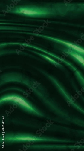 An emerald flow of smooth, flowing silk. The gentle curves and play of light give it an elegant and calm aesthetic, evoking a sense of fluidity and depth.