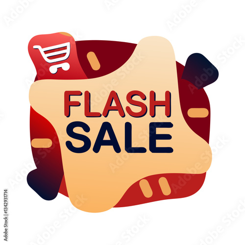 Flash sale banner icon with shopping elements