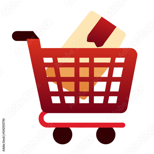 Shopping cart icon with credit card and products inside