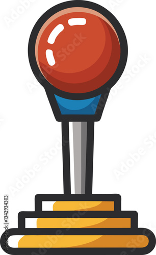 Classic Joystick Vector Illustration, A vector illustration of a classic arcade joystick with a red ball and stacked yellow base, ideal for gaming visuals.

