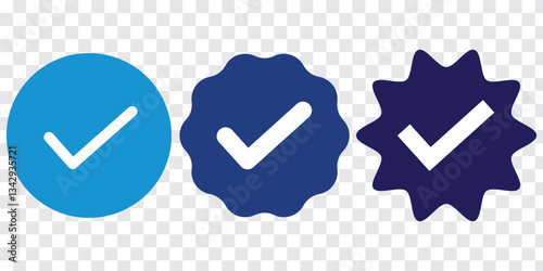 Set of a Blue Tick Mark Icon.  Social media account verification icons. Profile verification icons. EPS 10