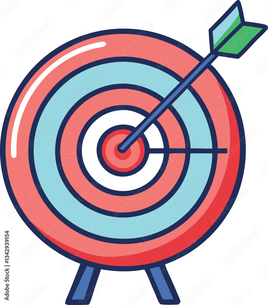 Target with arrow vector illustration, A vector illustration of a target with an arrow hitting the center, symbolizing precision, goals, and achievements.
Target with arrow vector illustration, A vector illustration of a target with an arrow hitting the center, symbolizing precision, goals, and achievements.