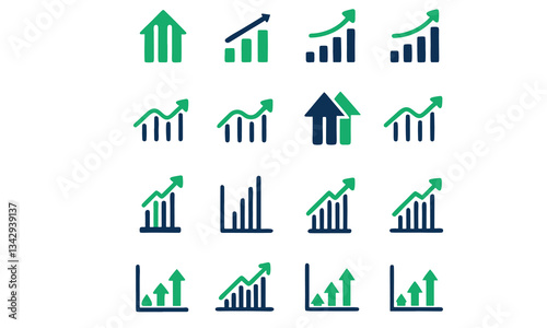 Business graph icons representing financial growth