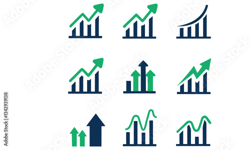 Business graph icons representing financial growth