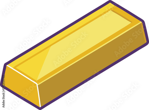 Golden bar with sharp edges vector illustration, A vector illustration of a shiny gold bar with sharp edges, symbolizing wealth, investment, and luxury.
