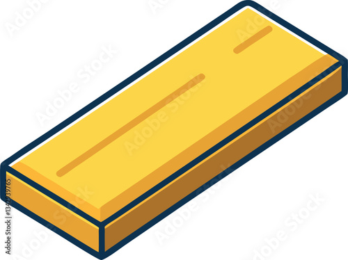 Gold bar vector illustration with sharp edges, A vector illustration of a gold bar, symbolizing wealth, investment, and financial security.
