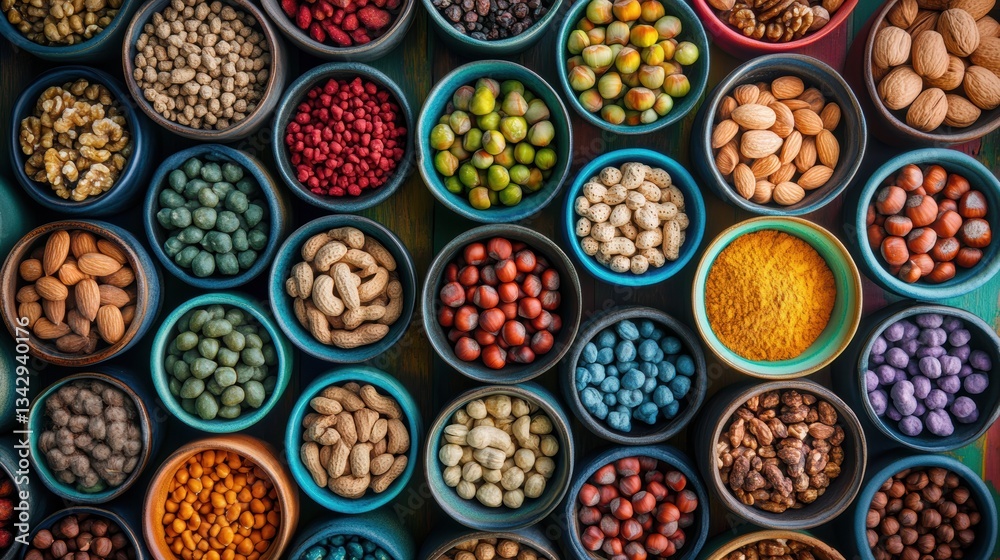 A vibrant tableau, featuring a diverse array of nuts nestled in colorful bowls, each offering a unique texture and flavor profile, inviting a closer inspection and tantalizing the senses. A vibrant tableau, featuring a diverse array of nuts nestled in colorful bowls, each offering a unique texture and flavor profile, inviting a closer inspection and tantalizing the senses.