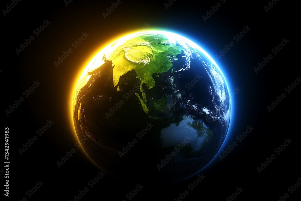 Fototapeta premium Glowing Earth for Space, Global Energy.