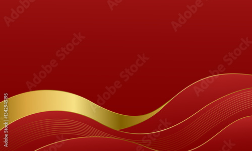 Elegant red and gold abstract wave background. Modern luxury design. Suitable for Invitations, awards, templates, banners, covers, posters, presentations, websites and pages