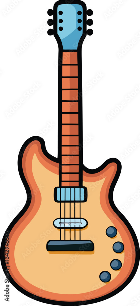Obraz premium Electric Guitar Vector Illustration, A stylized vector illustration of an electric guitar, ideal for music, design, and instrument-related themes.