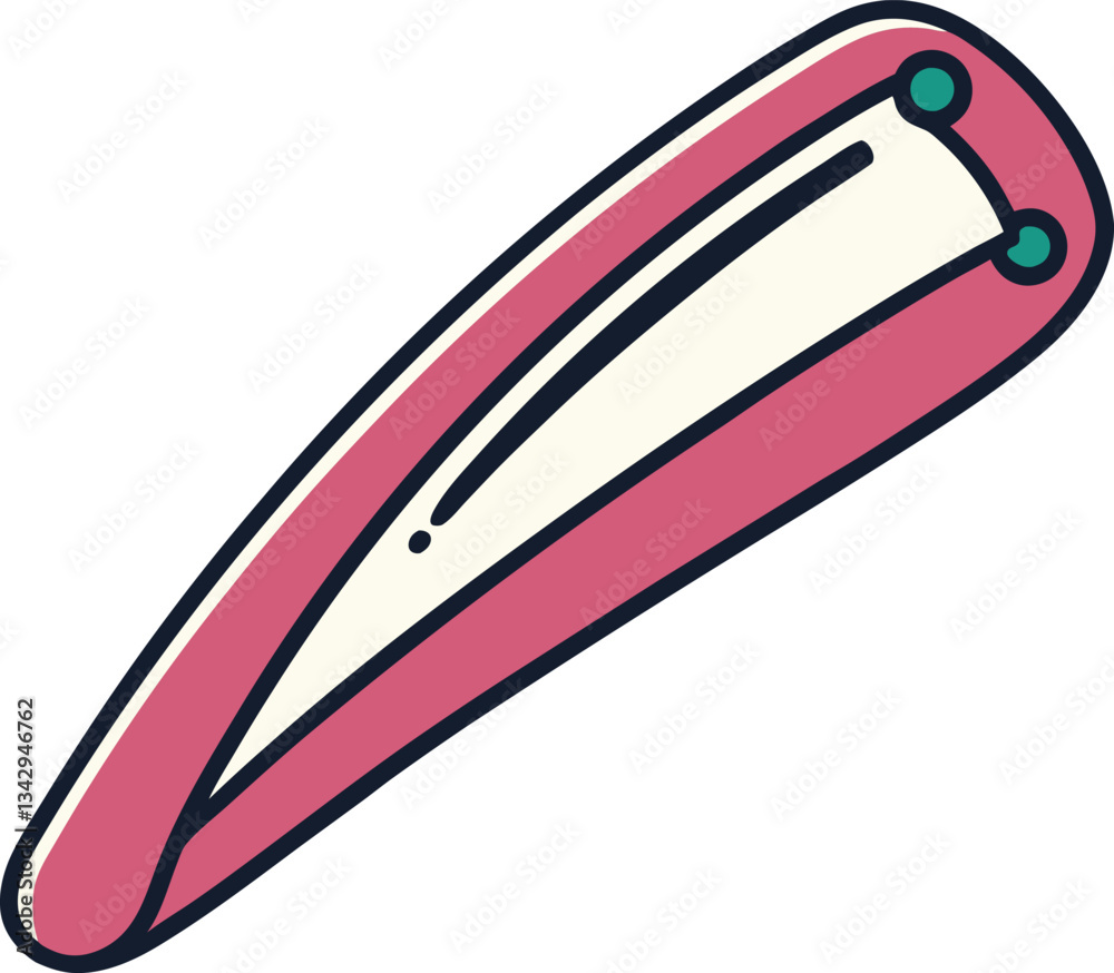 Hair clip vector illustration design, A vector image of a colorful hair clip, ideal for beauty, personal care, and fashion styling concepts.
