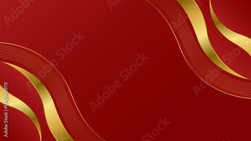 Elegant red and gold abstract wave background. Modern luxury design. Suitable for Invitations, awards, templates, banners, covers, posters, presentations, websites and pages