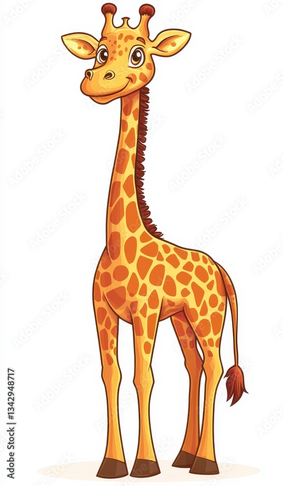Obraz premium Friendly Cartoon Giraffe Illustration on White Background