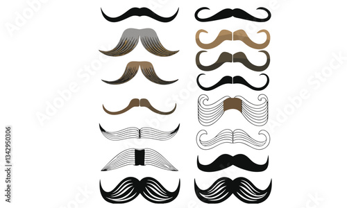 Set of mustache icon vector