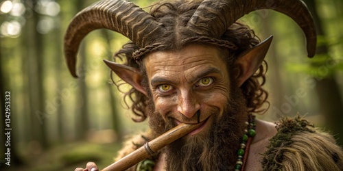 Obraz na płótnie Forest creature playing flute in natural surroundings during daytime w salonie