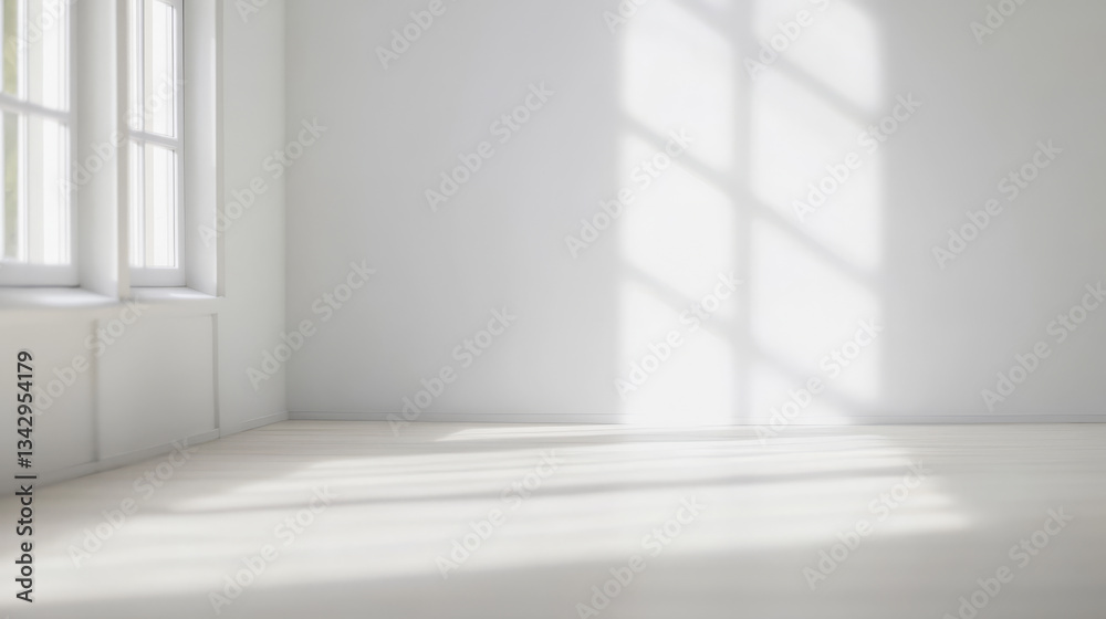 Bright and airy empty room with natural light streaming through large windows Bright and airy empty room with natural light streaming through large windows